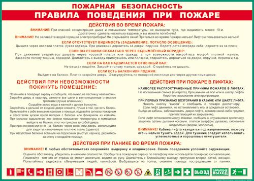 Таблица "Правила поведения при пожаре" 70x100см