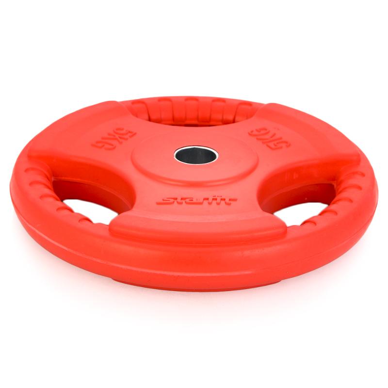 Диск обрезиненный STARFIT BB-201 5 кг, d=26 мм, стальная втулка, красный