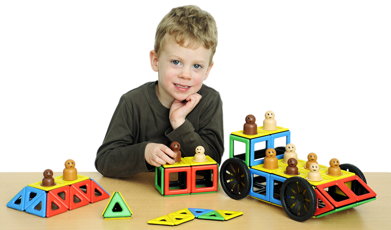 Набор Полидрон Магнитный "Конструируем транспорт" с дополнительным комплектом колес (Расширенный)