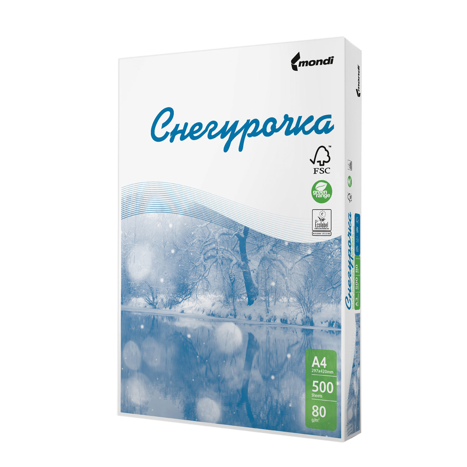 Бумага для офисной техники Снегурочка (А4, 80 г/кв.м, белизна 146% CIE, 500 листов)