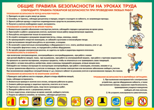 Таблица. Общие правила безопасности на уроках труда 120х170см (винил)