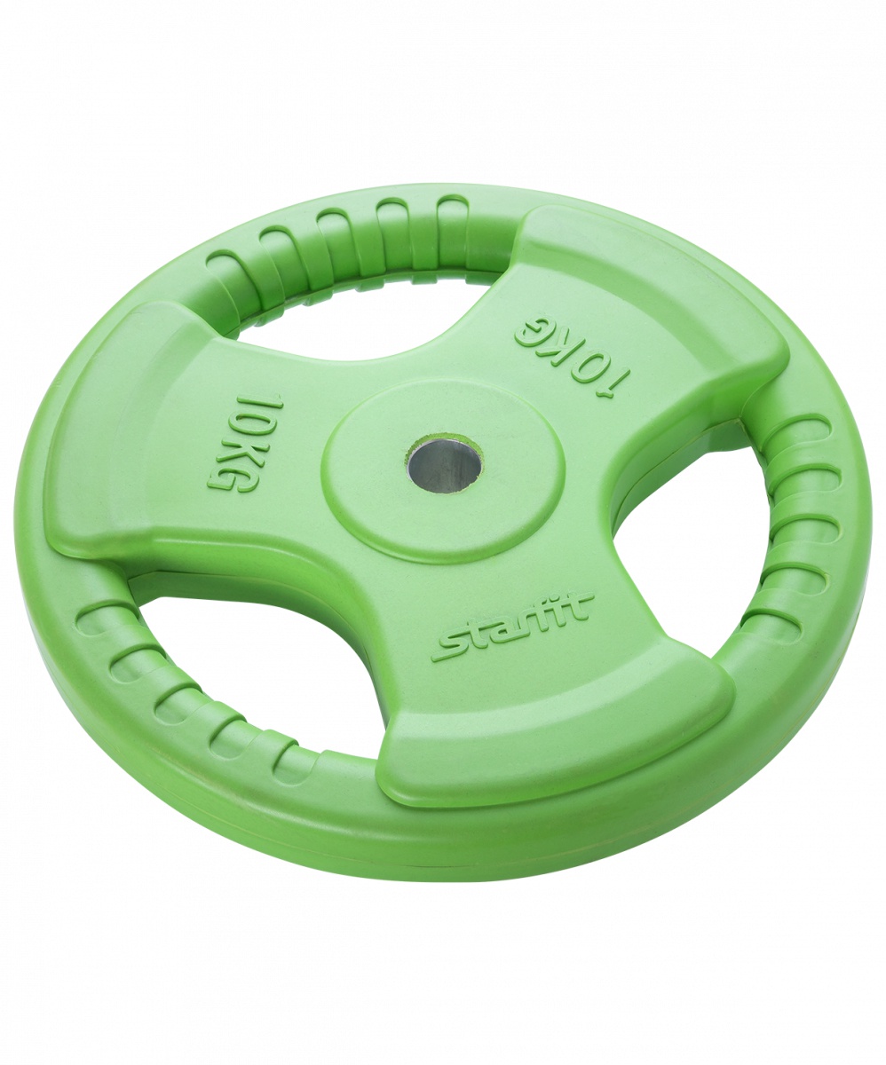 Диск обрезиненный STARFIT BB-201 10 кг, d=26 мм, стальная втулка, зеленый