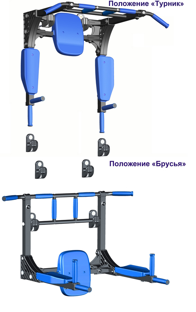 Комплекс "турник+брусья" настенный съемный переворотный Leco-IT Pro