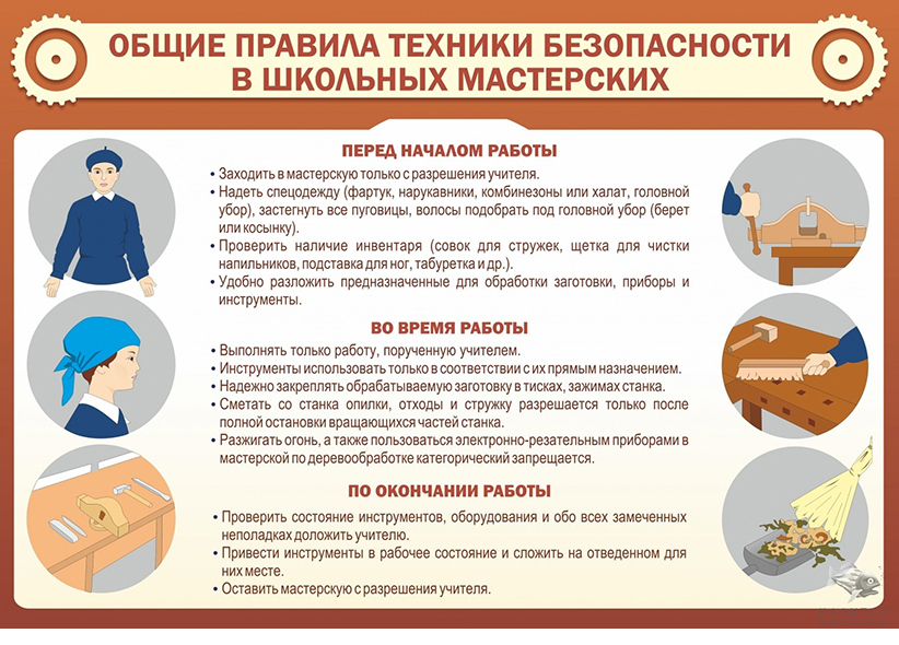 Стенд "Общие правила техники безопасности в школьных мастерских"