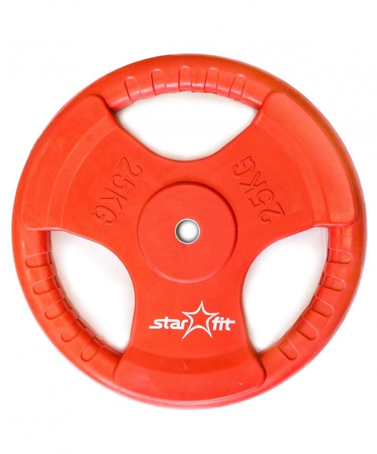 Диск обрезиненный STARFIT BB-201 25 кг, d=26 мм, стальная втулка, красный