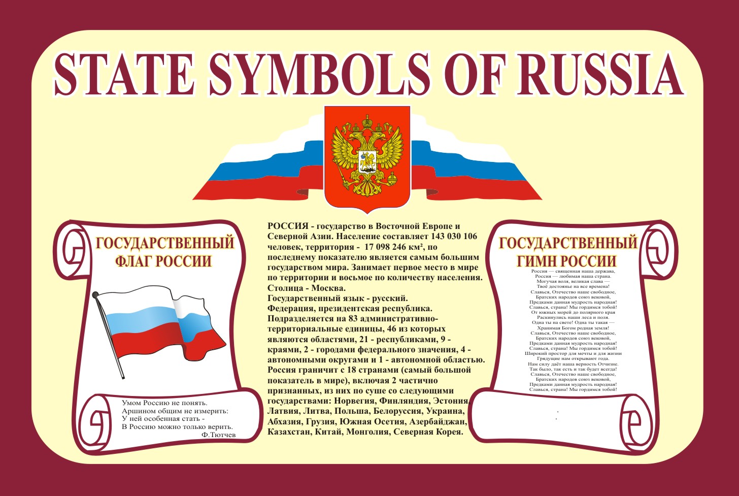 Стенд "State symbols of Russian"