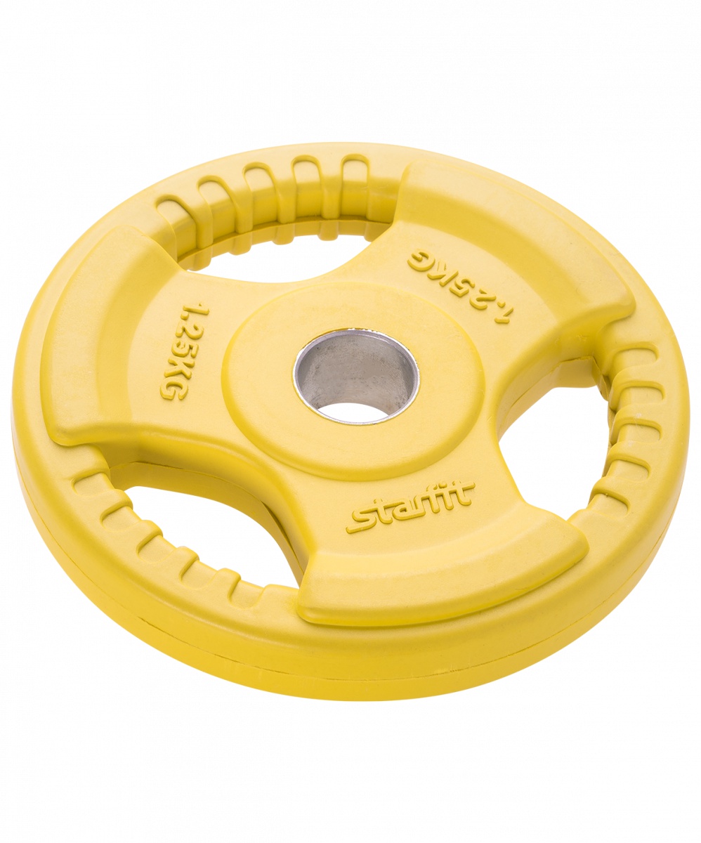 Диск обрезиненный STARFIT BB-201 1,25 кг, d=26 мм, стальная втулка, желтый