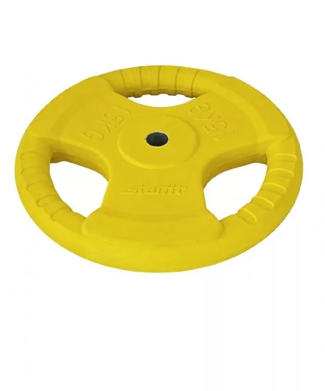 Диск обрезиненный STARFIT BB-201 15 кг, d=26 мм, стальная втулка, желтый