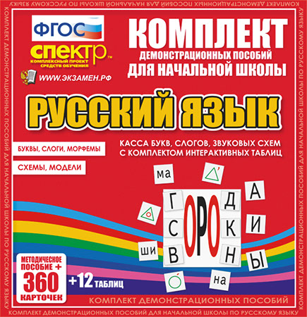 Комплект демонстрационных материалов. Касса букв, слогов, звуковых схем.