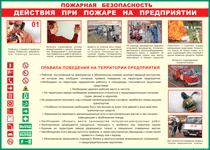 Таблица "Действия при пожаре на предприятии" 100x140см
