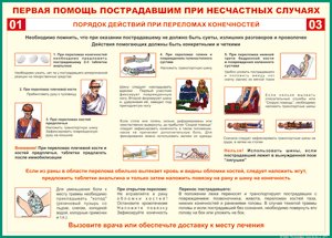 Таблица "Порядок действий при переломах конечностей" 150x210см