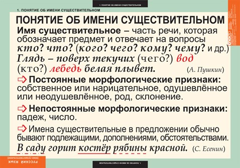 Таблицы. Русский язык. Имя существительное