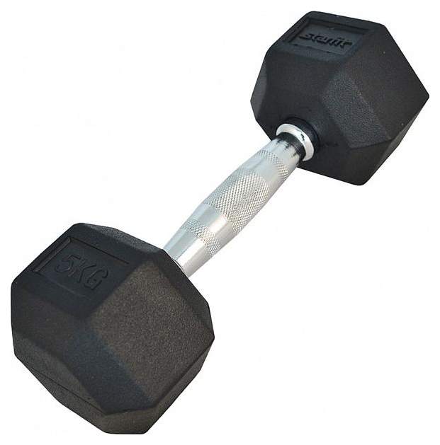 Гантель обрезиненная STARFIT 5 кг, черная
