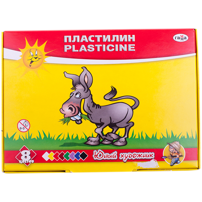 Пластилин "Юный художник", со стеком (8 цветов)