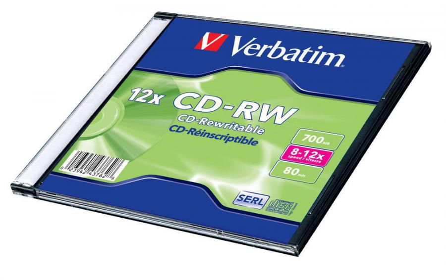 Оптический диск CD-RW VERBATIM 700Мб 12x, 1шт.