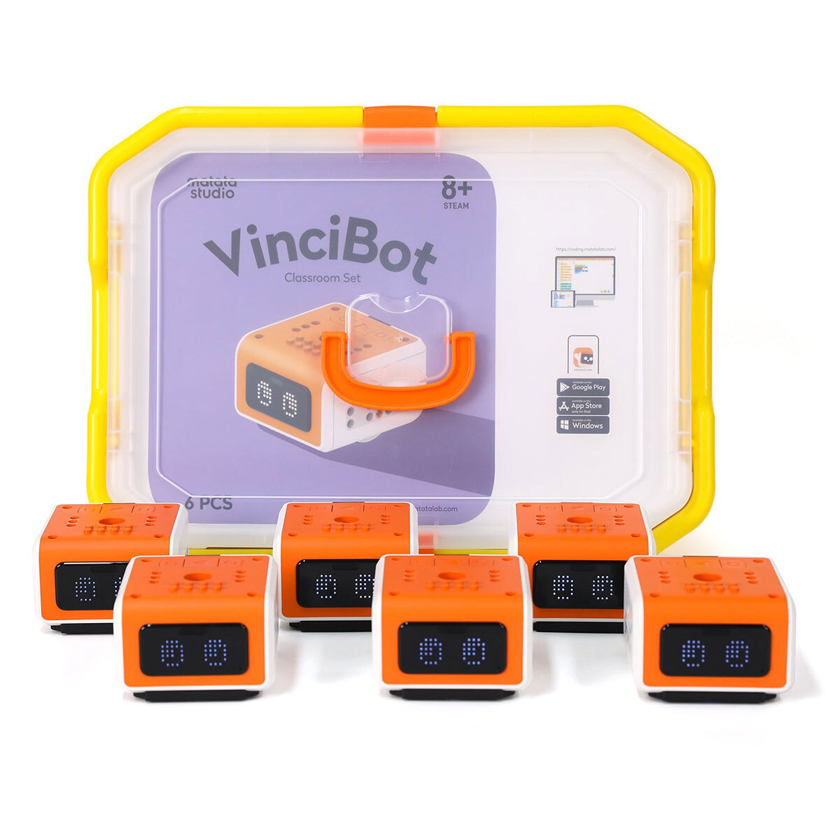 Комплект из 6 роботов Matatalab VinciBot для групповых занятий блочным программированием