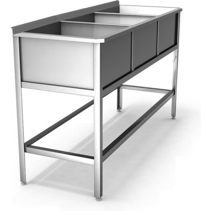 Ванна моечная трехсекционная с бортом, спнэ0024