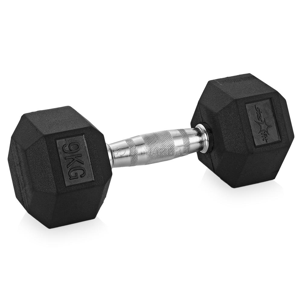 Гантель обрезиненная STARFIT 9 кг, черная