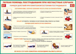 Таблица "Порядок действий при коматозном состоянии пострадавшего" 70x100см