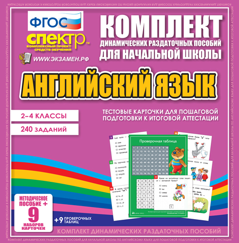 Комплект тестовых карточек для подготовки к итоговой аттестации. Английский язык 2-4 кл.