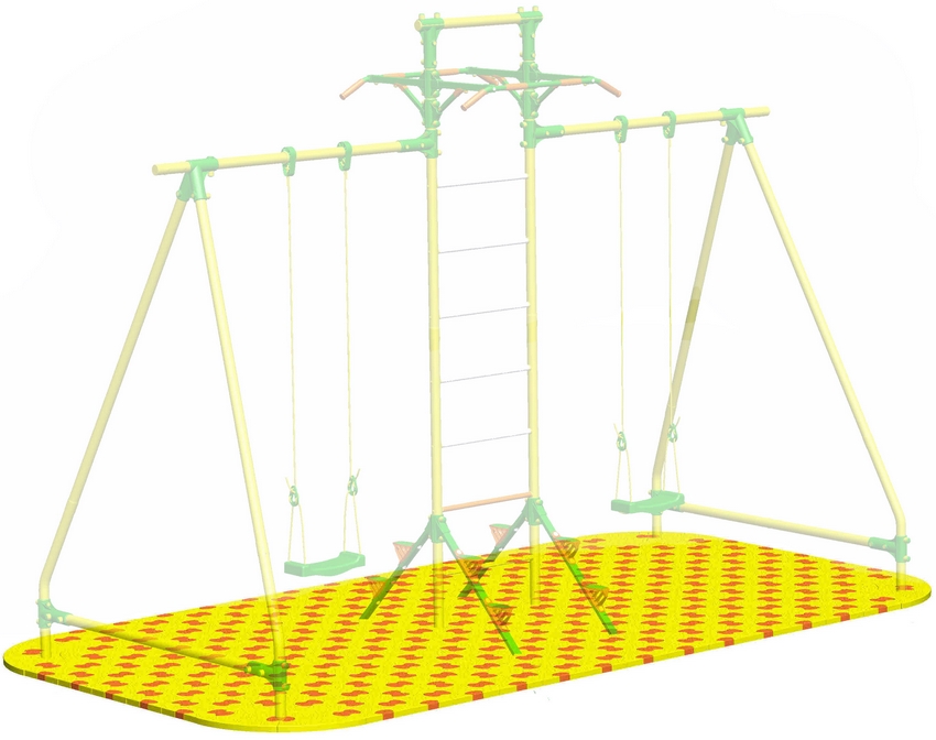 Puzzle Playground для качелей парных с лестницей c турниками Leco-IT Outdoor 1,9 х 3,9 м