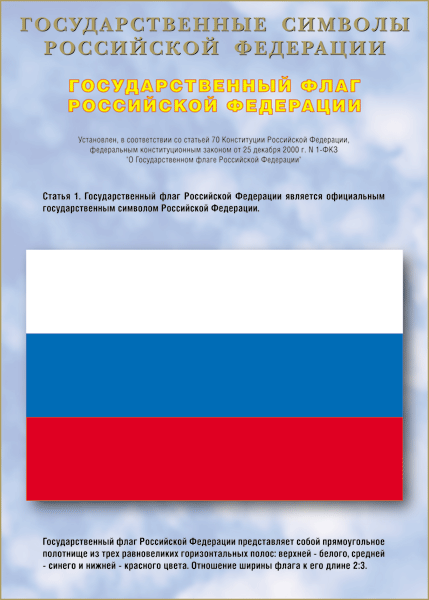 Плакат. "Государственный Флаг РФ" 45x60см (винил)