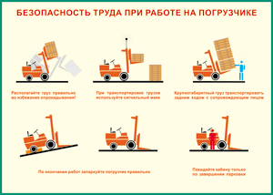 Таблица "Безопасность труда при работе на погрузчике" 100x140см