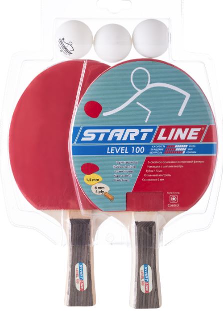 Набор н/т Start Line (2 ракетки Level100 + 3 мяча бел.)